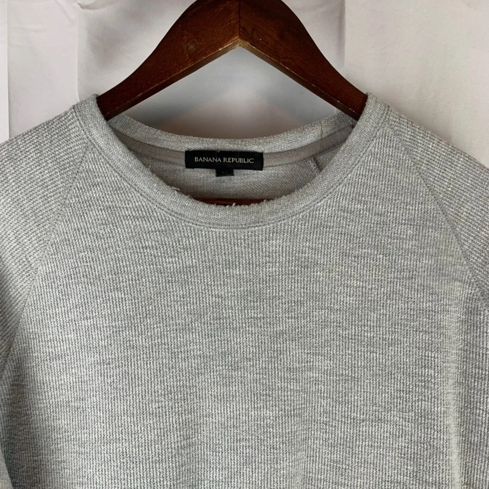 Banana‎ Republic Sweatshirt Mens Medium Gray Long Sleeve Thermal Texture